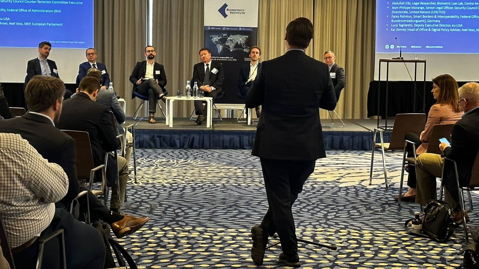 Biometrics Institute members discussing future trends and responsible use in a Q&A session.