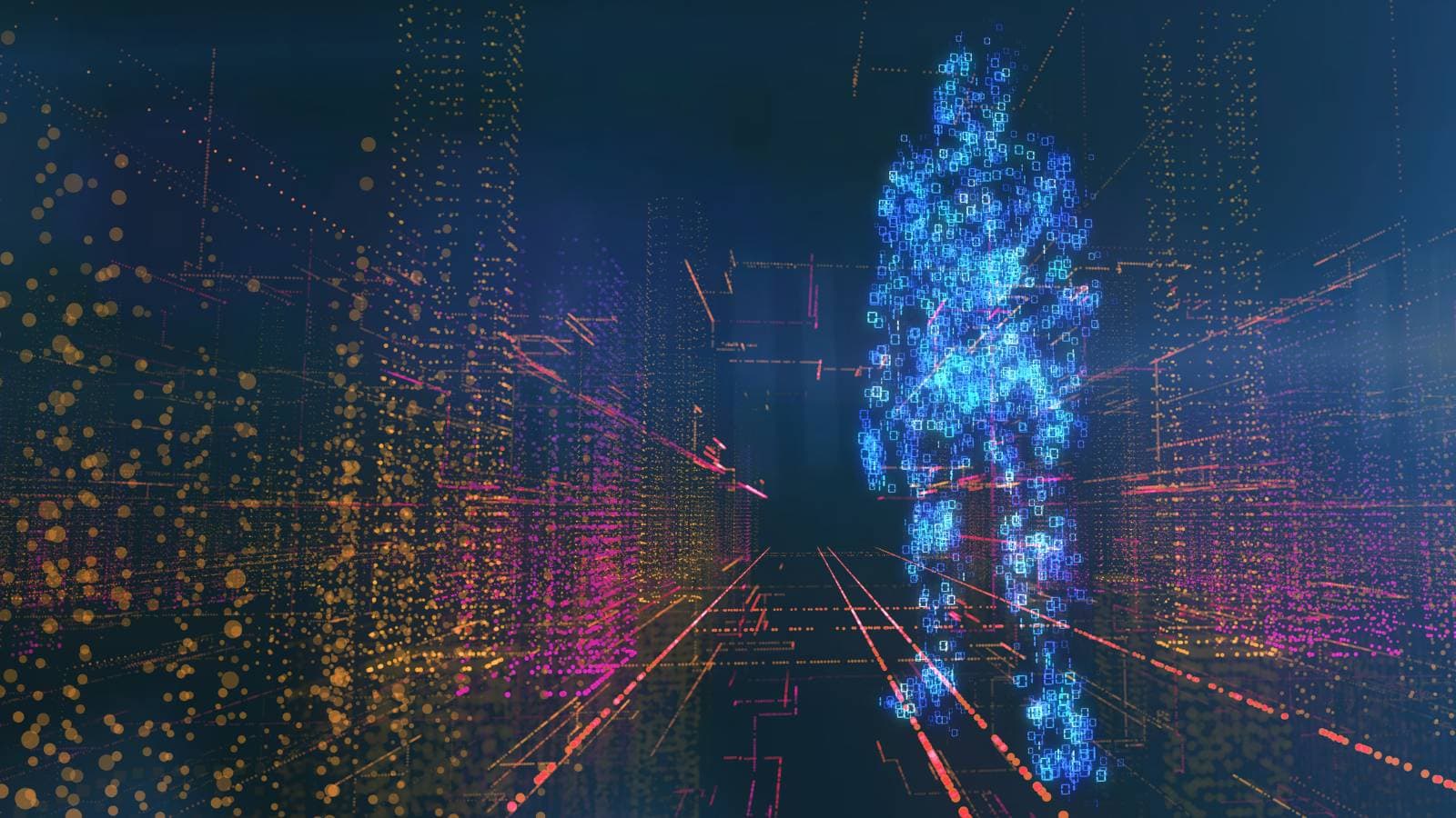 digital onboarding identity data creating a silhouette of a person