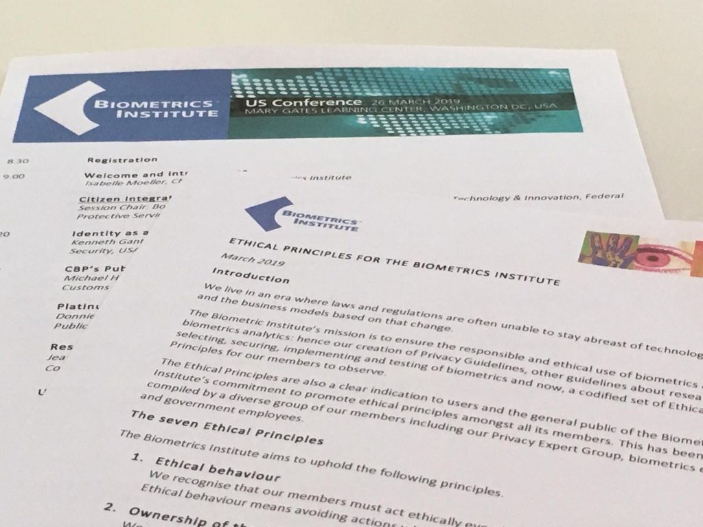 The Ethical Principles for Biometrics were launched at the institute's US conference