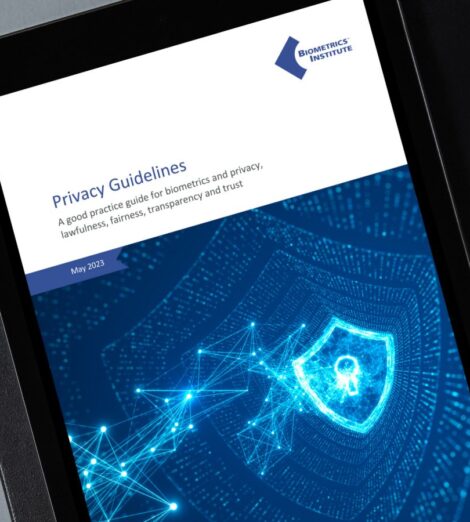 Biometrics Institute’s Privacy Guidelines on an iPad